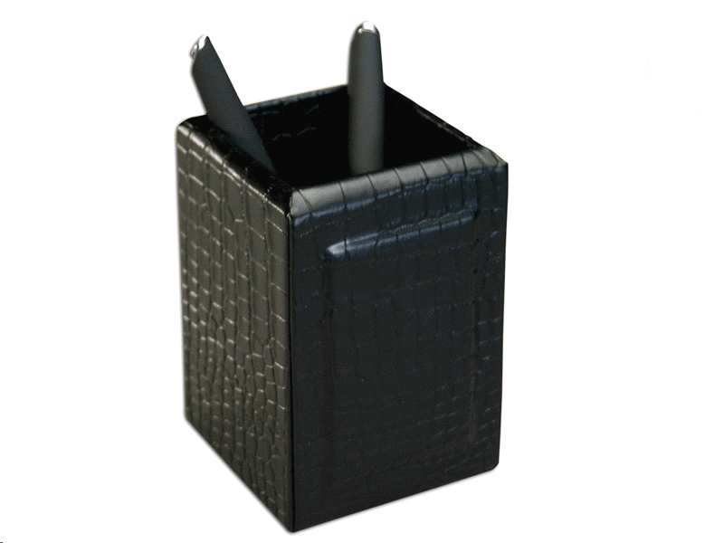 black crocodile embossed leather pencil cup waurl