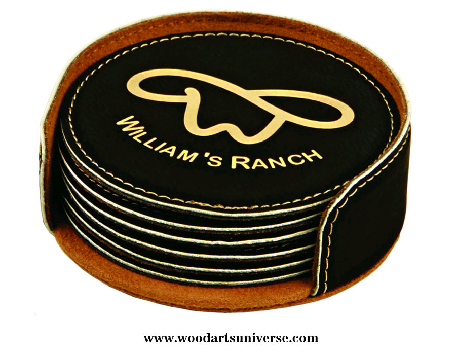 Black Leather Round Coaster WAUCUSTEC4020D Black Leather Round Coaster WAUCUSTEC4020D