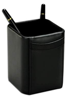 Black Leather Pencil Cup