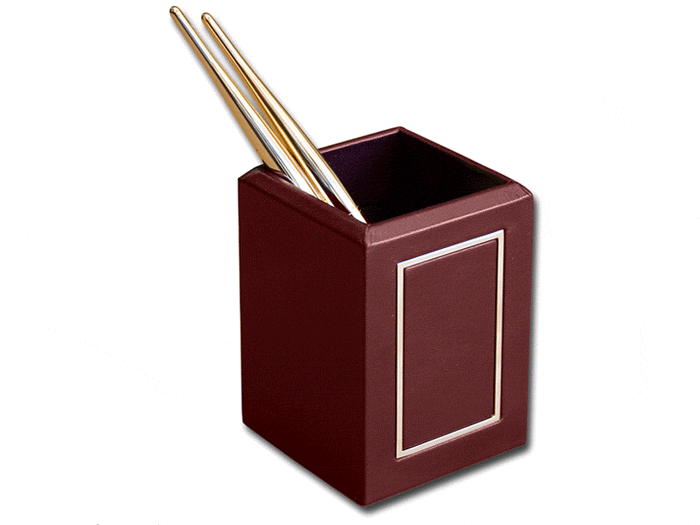 Burgundy 24kt Gold Tooled Leather Pencil Cup WAURL5610 Burgundy 24kt Gold Tooled Leather Pencil Cup WAURL5610