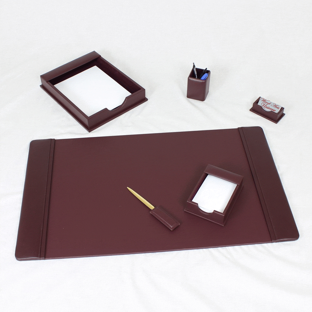 Burgundy Leather 7 piece Desk Set - D7204