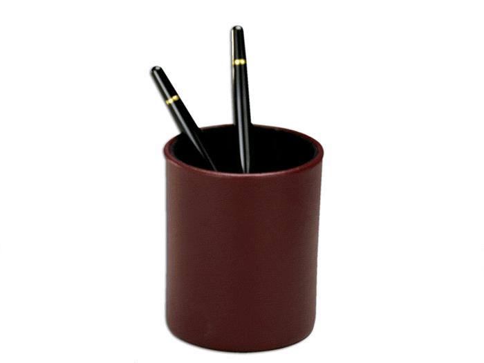 Burgundy Leather Round Pencil Cup Burgundy Leather Round Pencil Cup