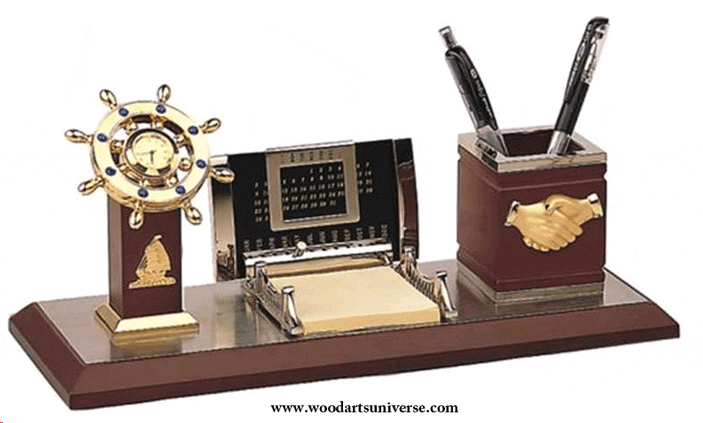 Nautical Desk Organizer With Calendar And Ships Wheel Clock Wascbg02100 