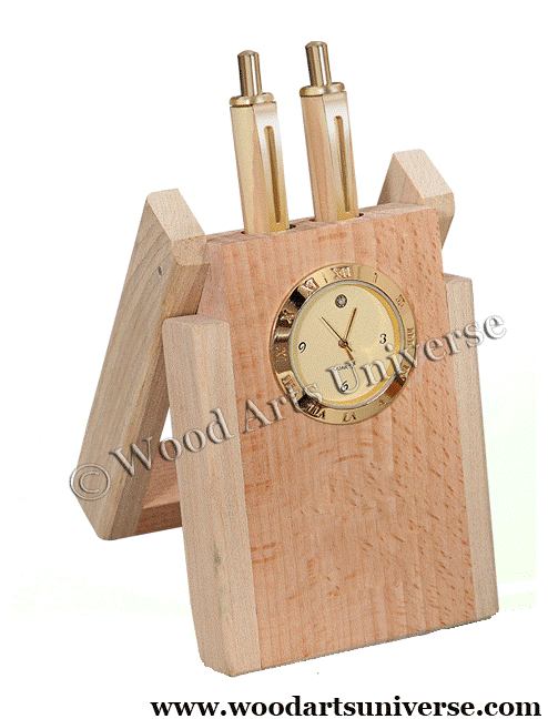 Double Pen Stand with Clock WAUSIGS490
