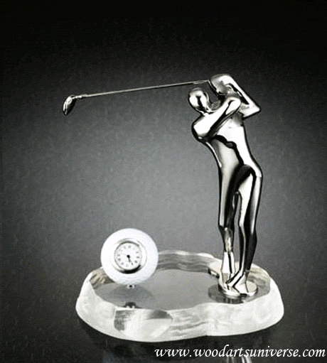 Golf Ball Clock With an Elegant Golf Statue WAUSGCM18100 Golf Ball Clock With an Elegant Golf Statue WAUSGCM18100