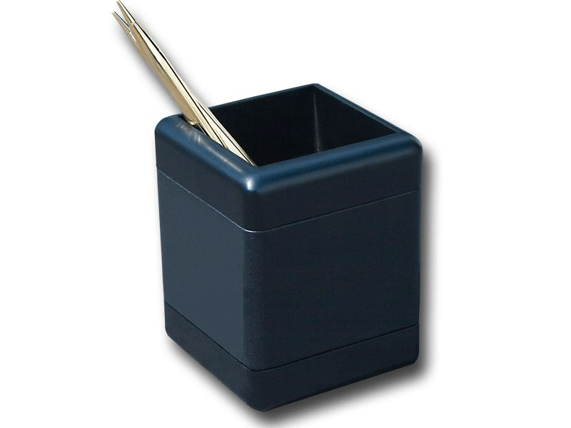 Black Top Grain Leather Pencil Cup Black Top Grain Leather Pencil Cup
