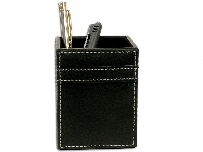 Black Leather Pencil Cup Black Leather Pencil Cup