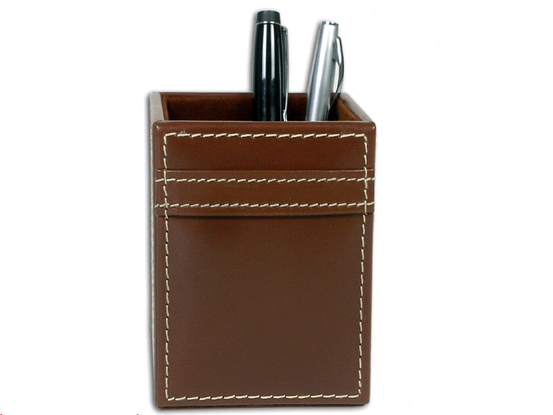 Brown Leather Pencil Cup Brown Leather Pencil Cup