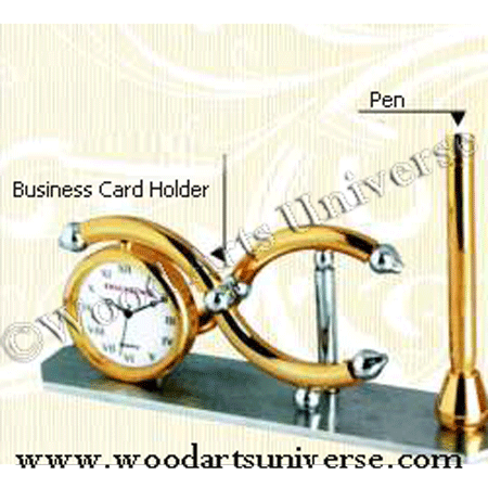 Business Card Holder - Clock & Pen Stand