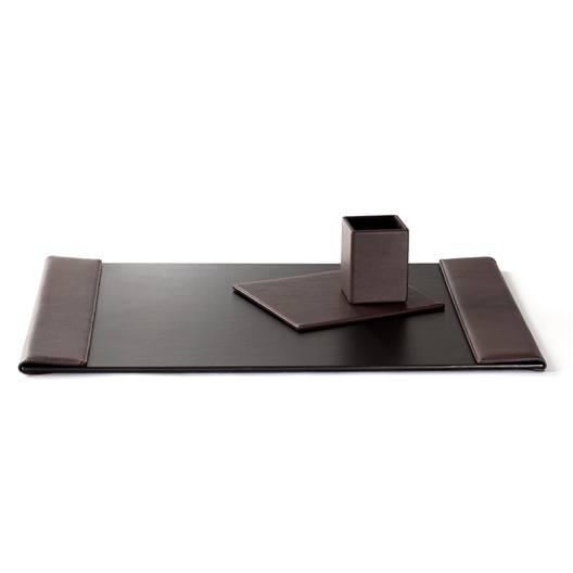 Black Leather 3 PC Desk Set WAUCUST6300 Black Leather 3 PC Desk Set WAUCUST6300