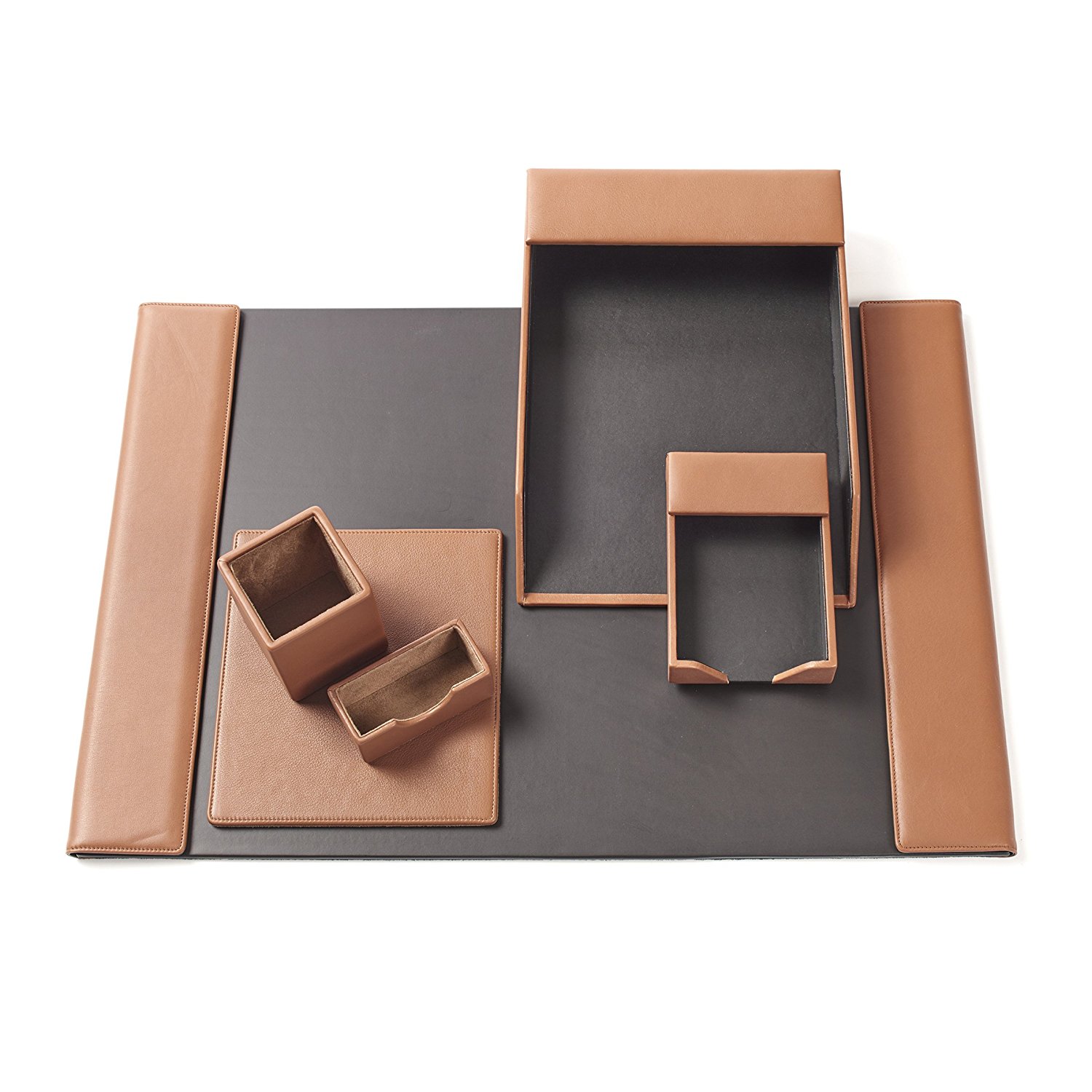 Cognac Brown Leather Desk Set - 6 Piece WAU62Cog Cognac Brown Leather Desk Set - 6 Piece WAU62Cog