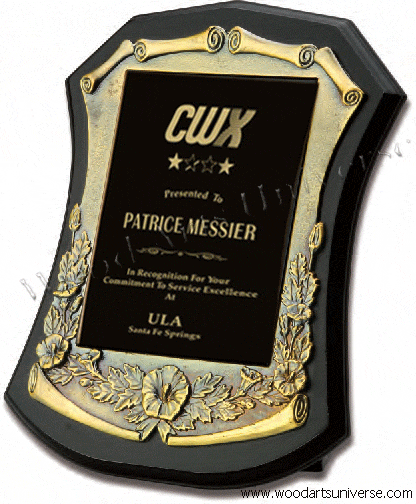 Gold Plated Award Plaque WAUKBANC255